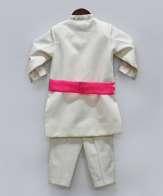 Off White Ajkan And Pant With Hot Pink Belt 2