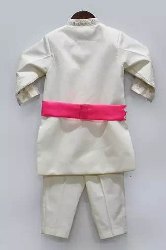 Off White Ajkan And Pant With Hot Pink Belt