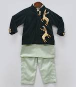 Blue Cotton Print Kurti Sharara And Blue Net Dupatta