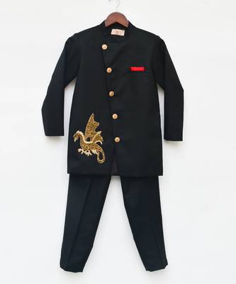Black Bandgala With Pant For Boys 1