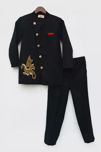 Black Bandgala With Pant For Boys