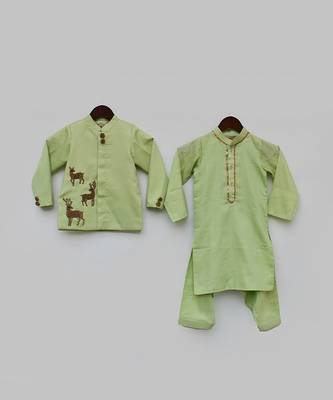 Multi Colored Embroidery Jacket And Kurti Pant 3