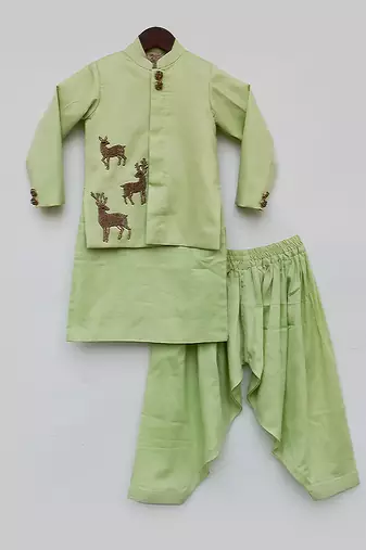 Multi Colored Embroidery Jacket And Kurti Pant
