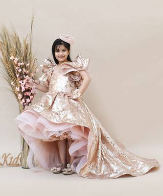 Peach Sequins High Low Dress 1