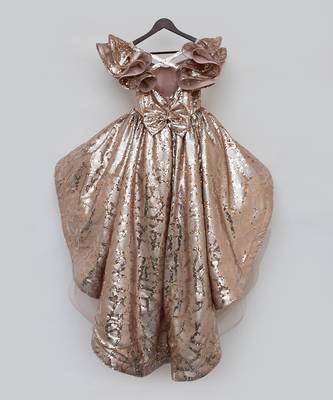 Peach Sequins High Low Dress 4