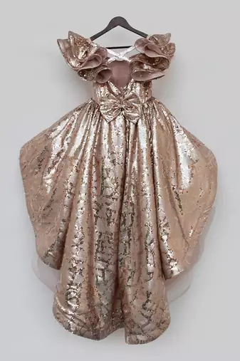 Peach Sequins High Low Dress