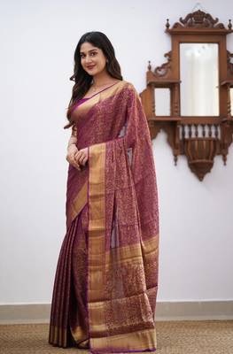 WINE GOREGOUS  JACCQUARD SAREE 1