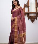 WINE GOREGOUS  JACCQUARD SAREE