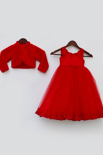 Off White Silk Cowl Kurta And Chudidar With Orange Jacket