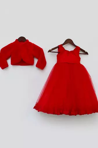 Off White Silk Cowl Kurta And Chudidar With Orange Jacket