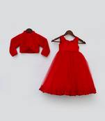 Off White Silk Cowl Kurta And Chudidar With Orange Jacket