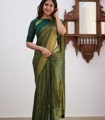 GREEN GOREGOUS  JACCQUARD SAREE