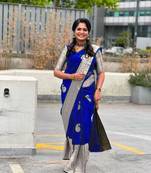  BLUE GOREGOUS  JACCQUARD SAREE