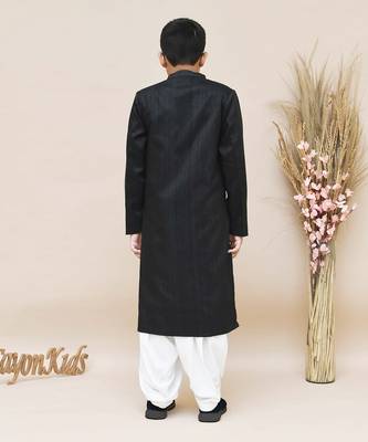 BOYS BLACK SILK SHERWANI 2