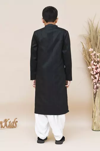BOYS BLACK SILK SHERWANI
