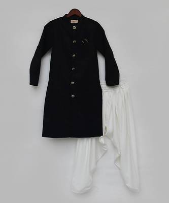 BOYS BLACK SILK SHERWANI 3