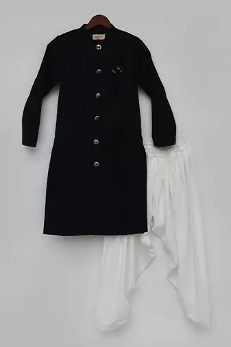 BOYS BLACK SILK SHERWANI
