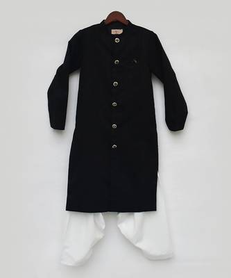 BOYS BLACK SILK SHERWANI 4