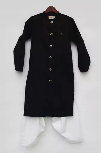 BOYS BLACK SILK SHERWANI