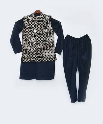 Black Gotta Embroidery Jacket With Kurta And Chudidar 2