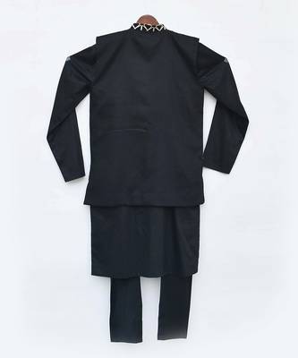 Black Gotta Embroidery Jacket With Kurta And Chudidar 3