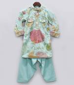 Pink Floral Print Kaftan And Pant