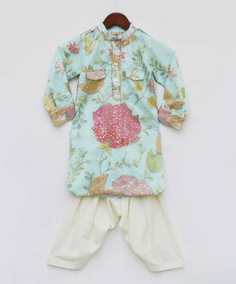 Orange Flower Boti Print Kurta And Salwar 1