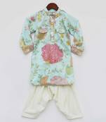 Orange Flower Boti Print Kurta And Salwar