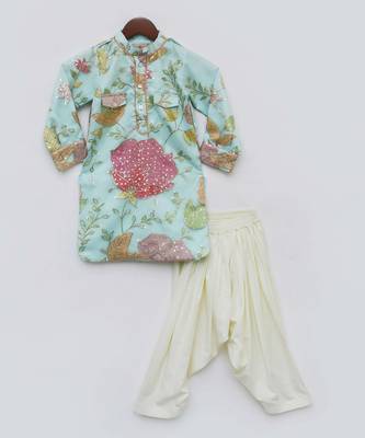 Orange Flower Boti Print Kurta And Salwar 2