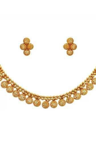 GOLD TONE ETHNIC CHOKER STONES STUDDED NECKLACE SET FOR WOMEN