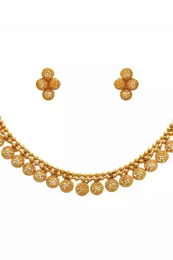 GOLD TONE ETHNIC CHOKER STONES STUDDED NECKLACE SET FOR WOMEN
