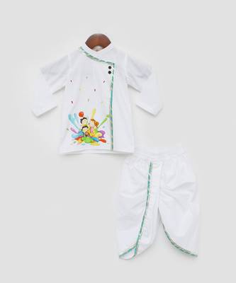 White printed Kurta Pyjama  3