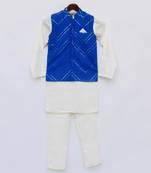 Nevy Blue Self Kurta And Jacket With Salwar
