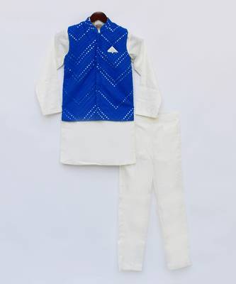 Nevy Blue Self Kurta And Jacket With Salwar 2