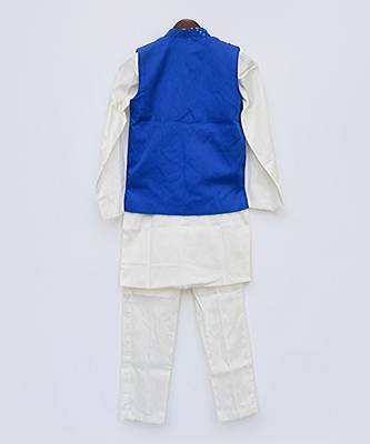 Nevy Blue Self Kurta And Jacket With Salwar 3