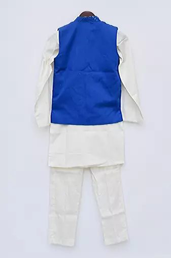 Nevy Blue Self Kurta And Jacket With Salwar