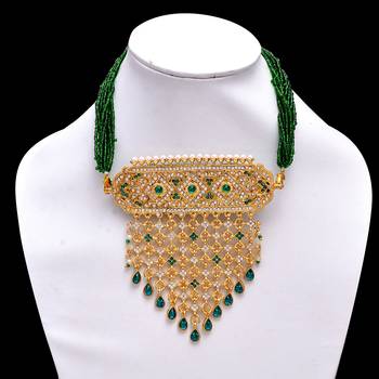 Mohit jewellers highly classy rajasthani jadau necklace quartz gold-plated plated brass choker () 2
