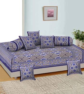 Aj home traditional jaipuri 100% cotton diwan set (set of 8) 1
