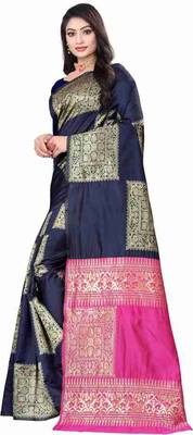 NAVY BLUE FANCY TRENDY JACCQUARD SAREE 1