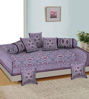 Aj home traditional jaipuri 100% cotton diwan set (set of 8) 1