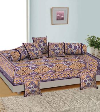 Aj home traditional jaipuri 100% cotton diwan set (set of 8) 1