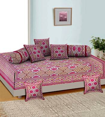 Aj home traditional jaipuri 100% cotton diwan set (set of 8) 1