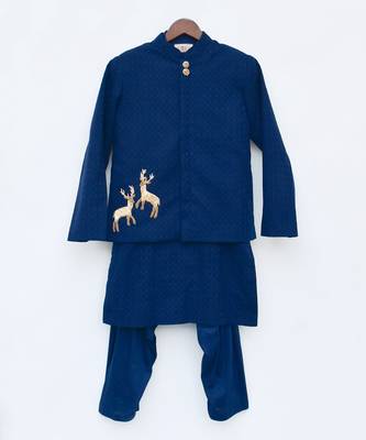 Blue Embroidery Ajkan And Pant 2