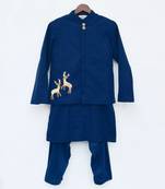 Blue Embroidery Ajkan And Pant