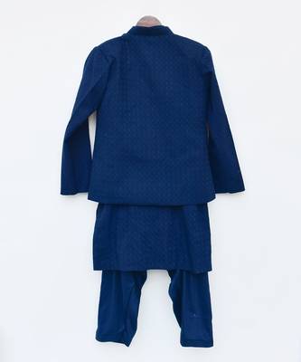 Blue Embroidery Ajkan And Pant 3