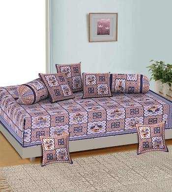 Aj home traditional jaipuri 100% cotton diwan set (set of 8) 1