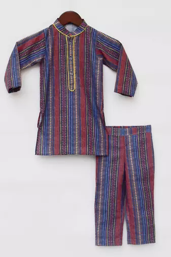 Pink Floral Print Kaftan And Pant