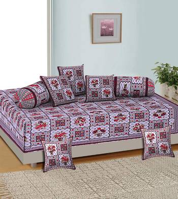 Aj home traditional jaipuri 100% cotton diwan set (set of 8) 1