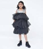 Black Plain Organza Dress