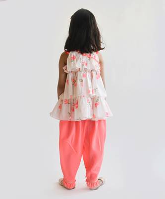 Red Printed Kurti Sharara 3
